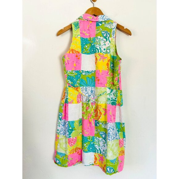 Vintage Lilly Pulitzer Womens Sz 10 Patchwork Sleeveless Collared Dress Multicol - Picture 12 of 12